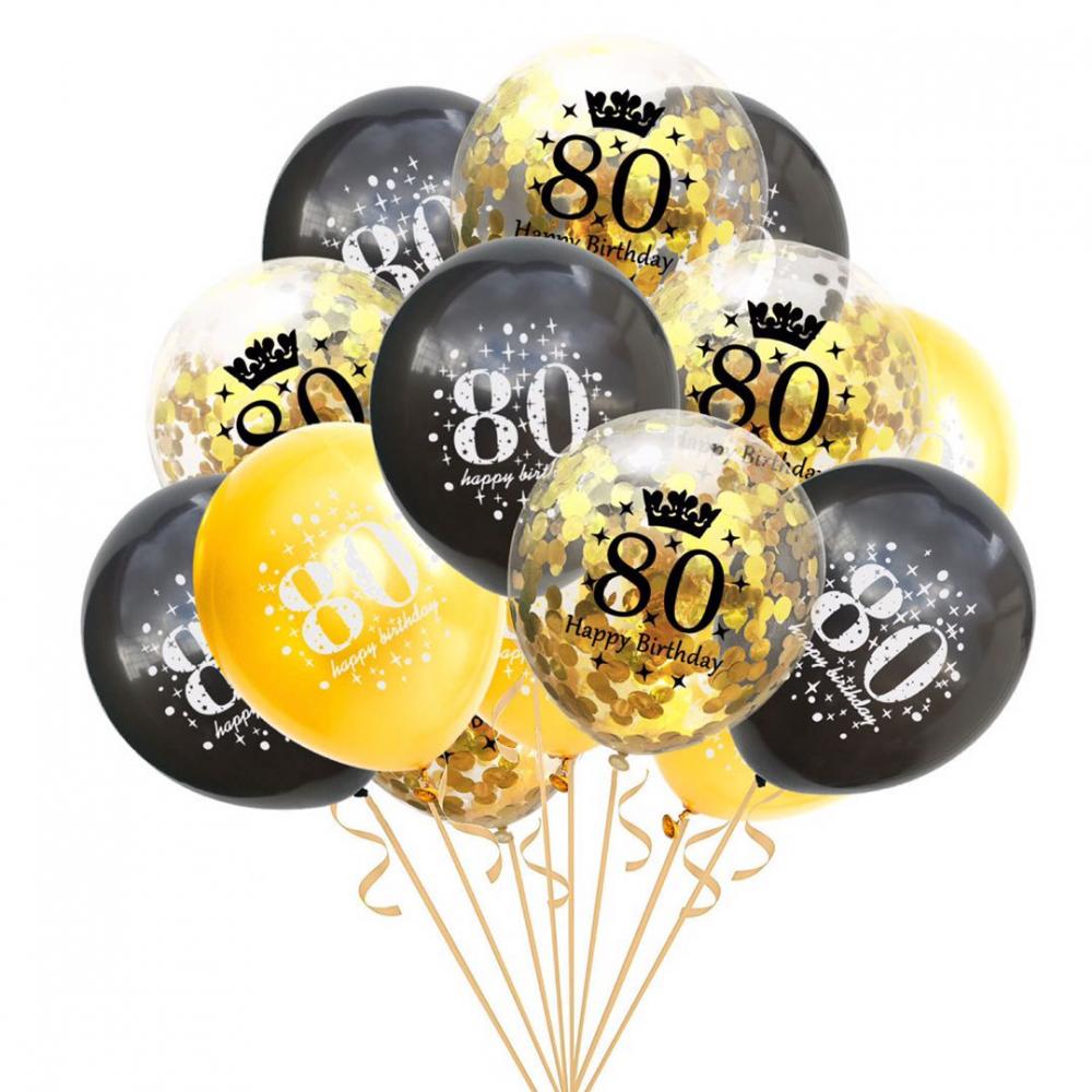 12 Inch Printed Balloon 80th Birthday Set (15PCS)