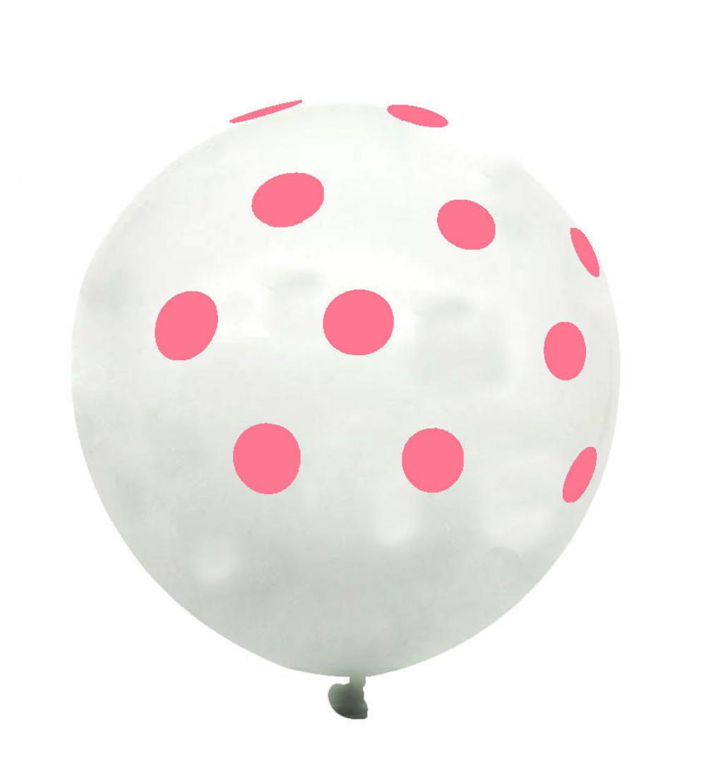 12 Inch Standard Polka Dot Balloons White Balloon Red Dot (100PCS)