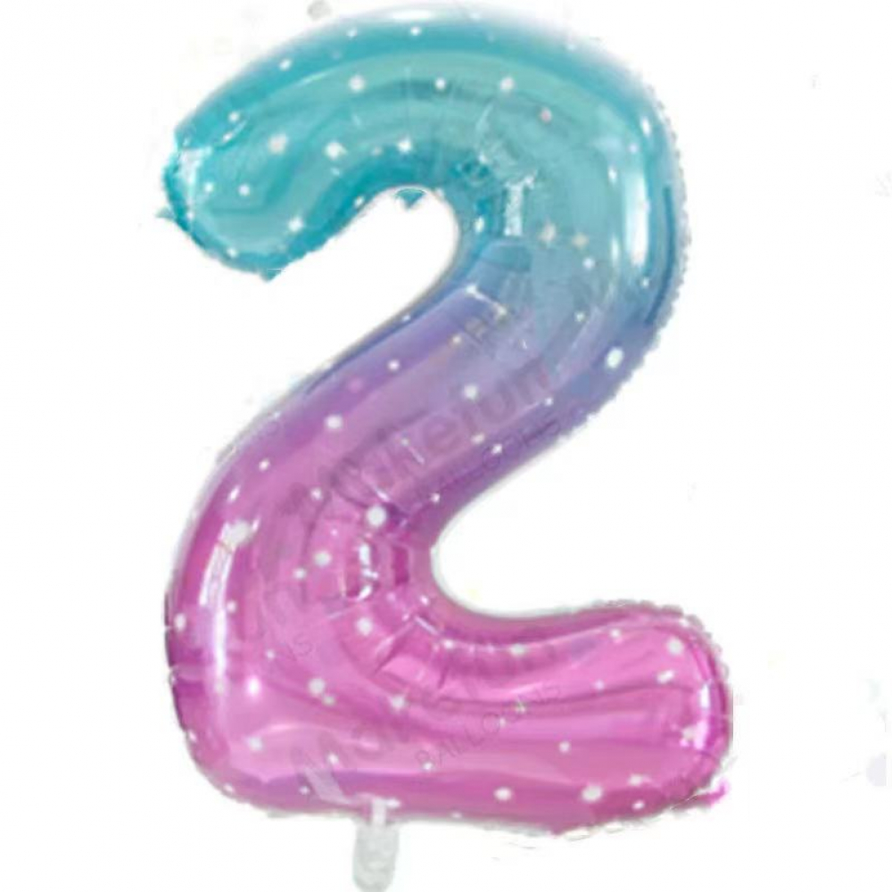32 Inch Rainbow Foil Number Balloon 2 (1 Piece)