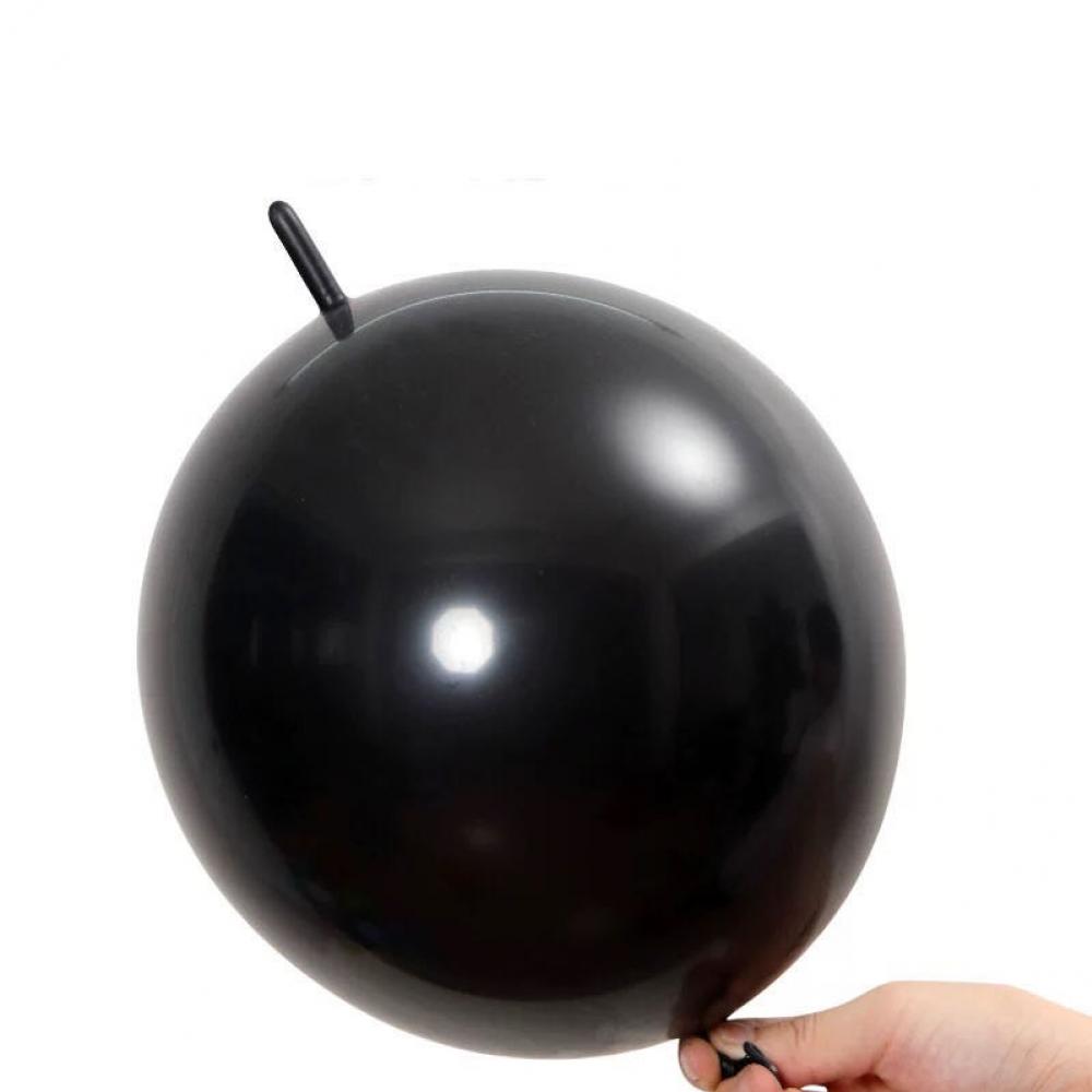 10 Inch Link Tail Latex Balloons Black (100PCS)