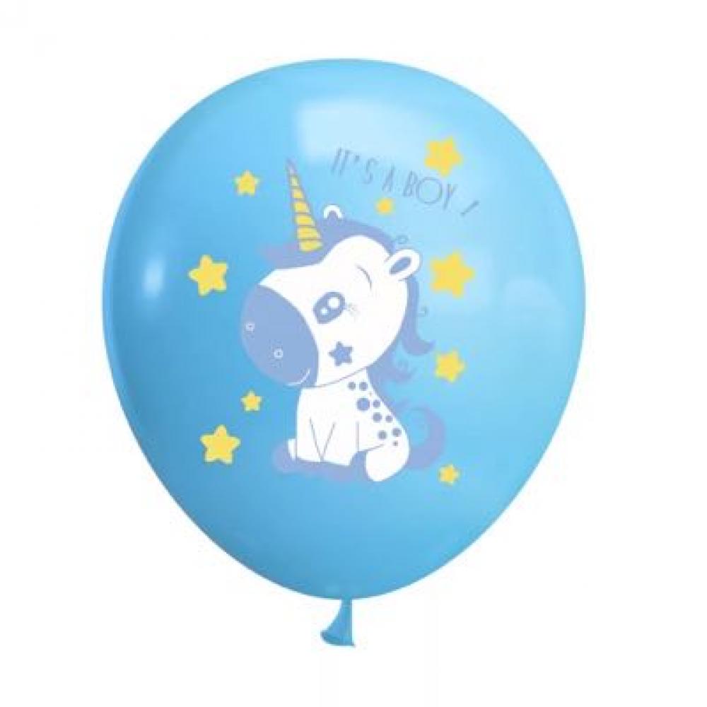 12 Inch Printed Balloon Unicorn Blue (1PCS)