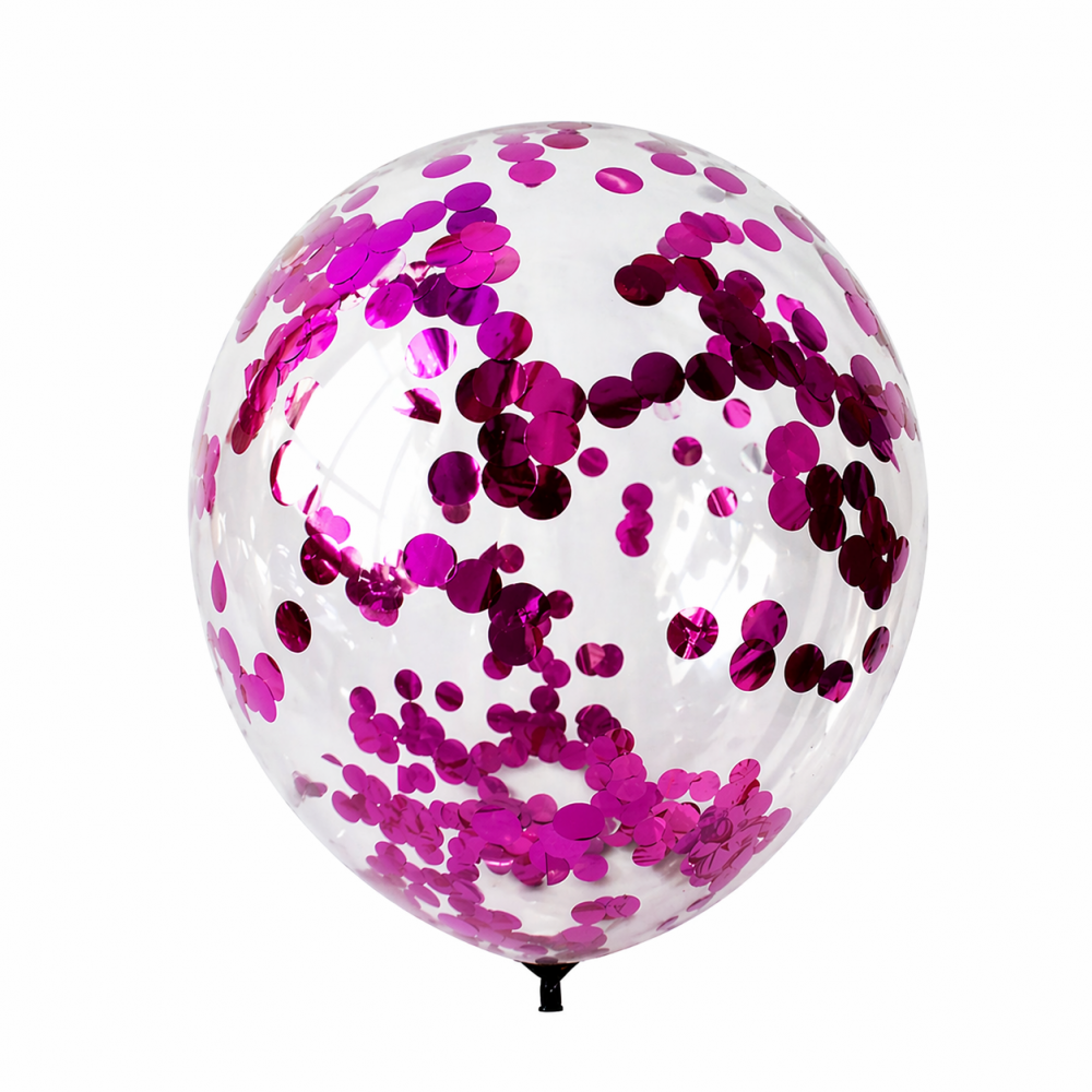 12 Inch Standard Confetti Balloon Hot Pink (1PCS)