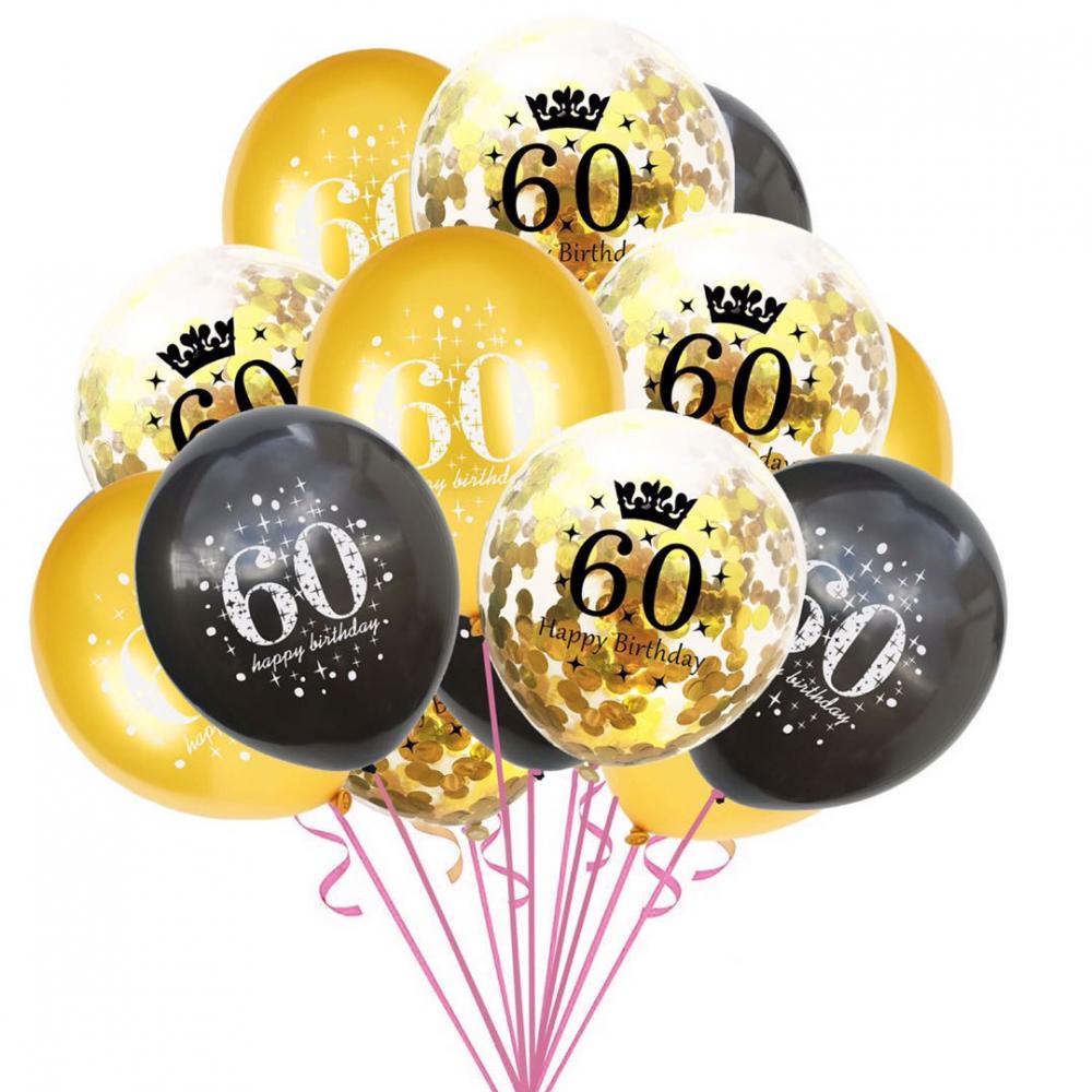 12 Inch Printed Balloon 60th Birthday Set (15PCS)