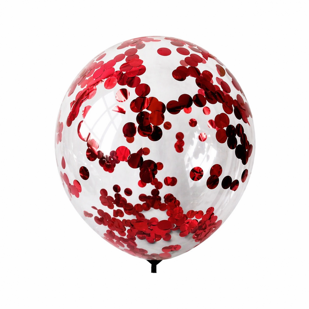 12 Inch Standard Confetti Balloon Red (1PCS)