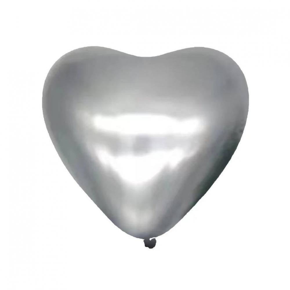 10 Inch Heart Shape Chrome BalloonChrome Sliver (10PCS)