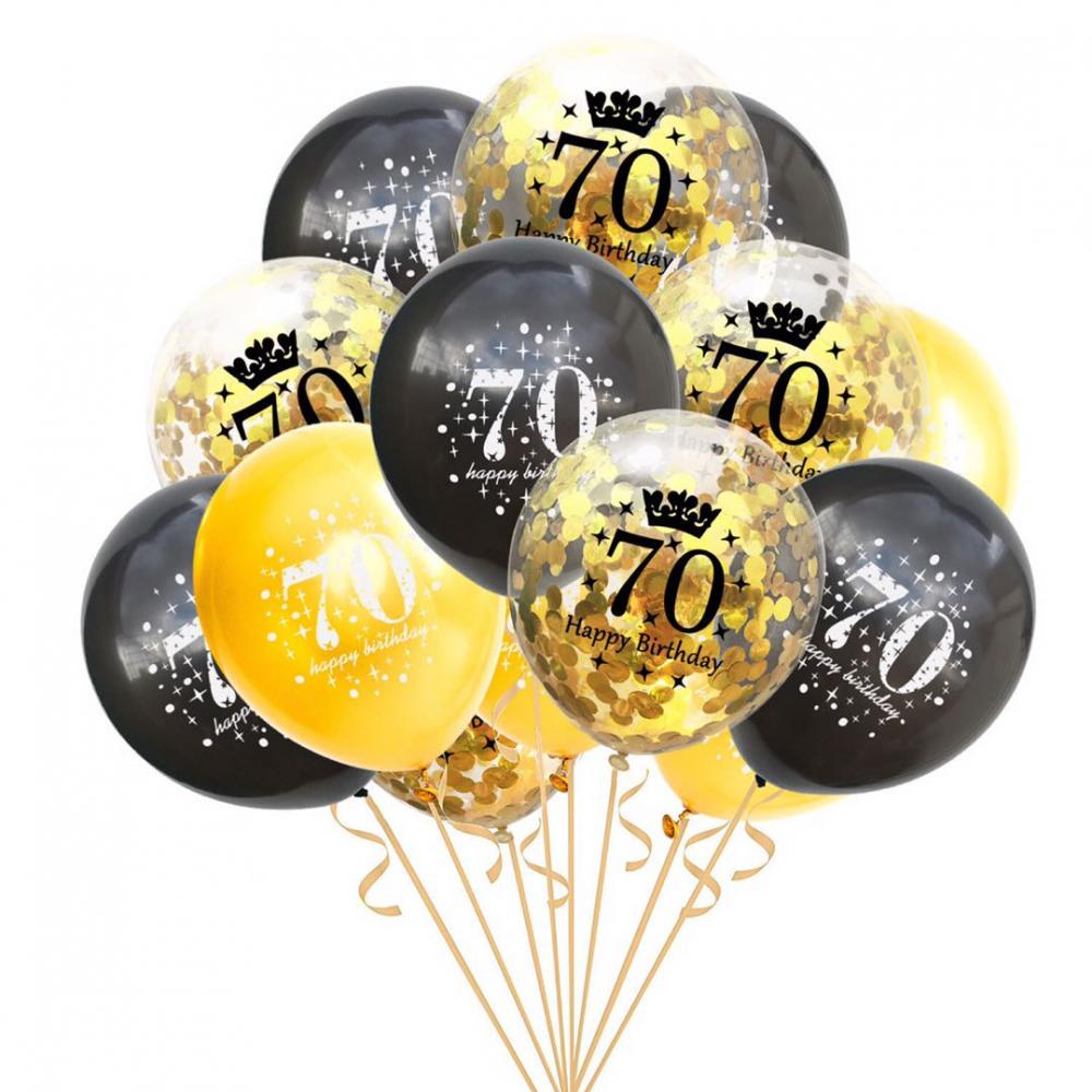 12 Inch Printed Balloon 70th Birthday Set (15PCS)