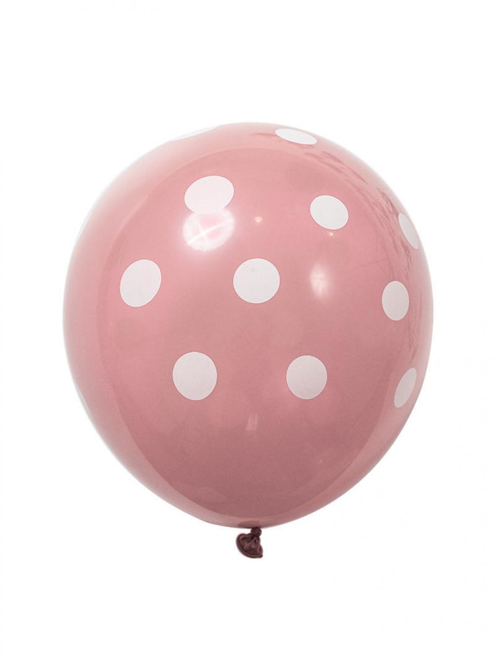 12 Inch Standard Polka Dot Balloons Neon Pink Balloon White Dot (100PCS)