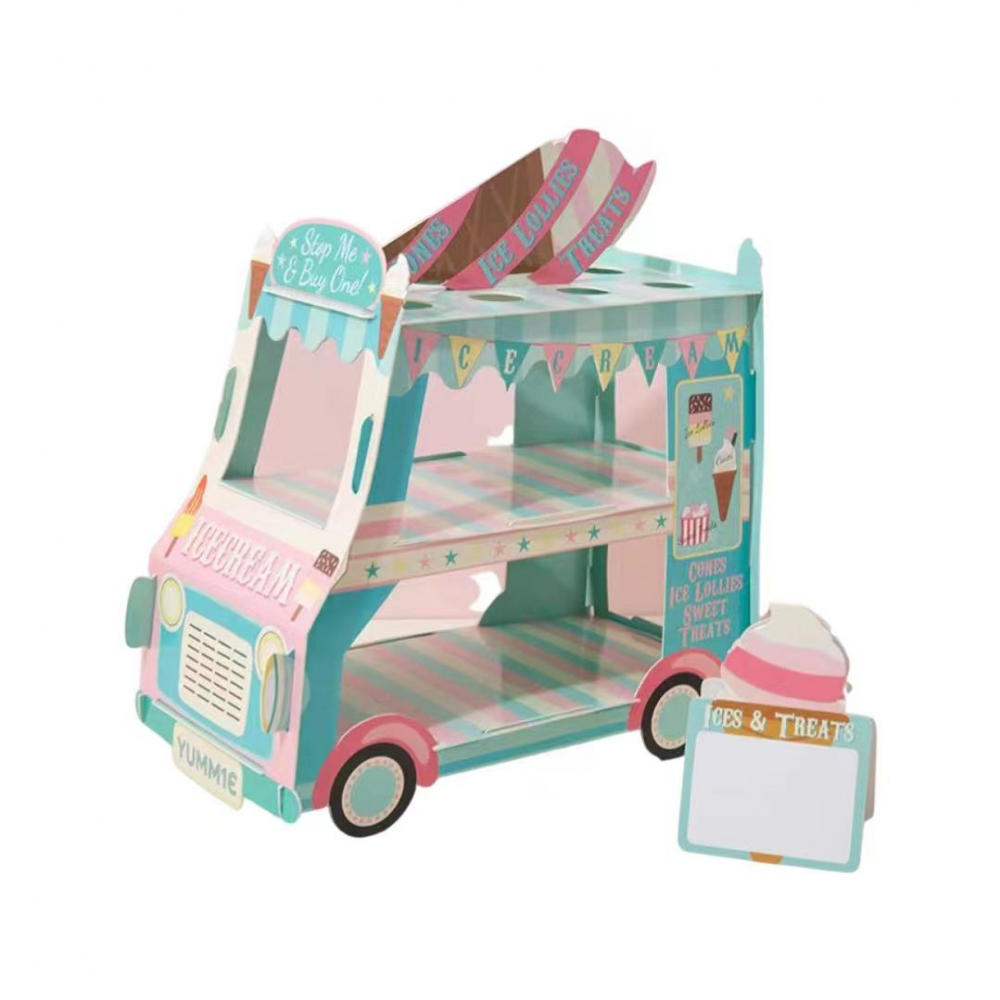 Clearance!Cardborad Car Cake Stand Blue