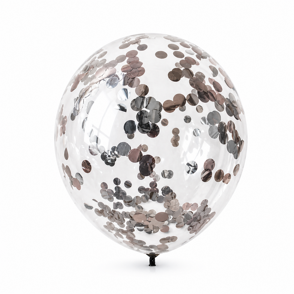 12 Inch Standard Confetti Balloon Sliver (1PCS)