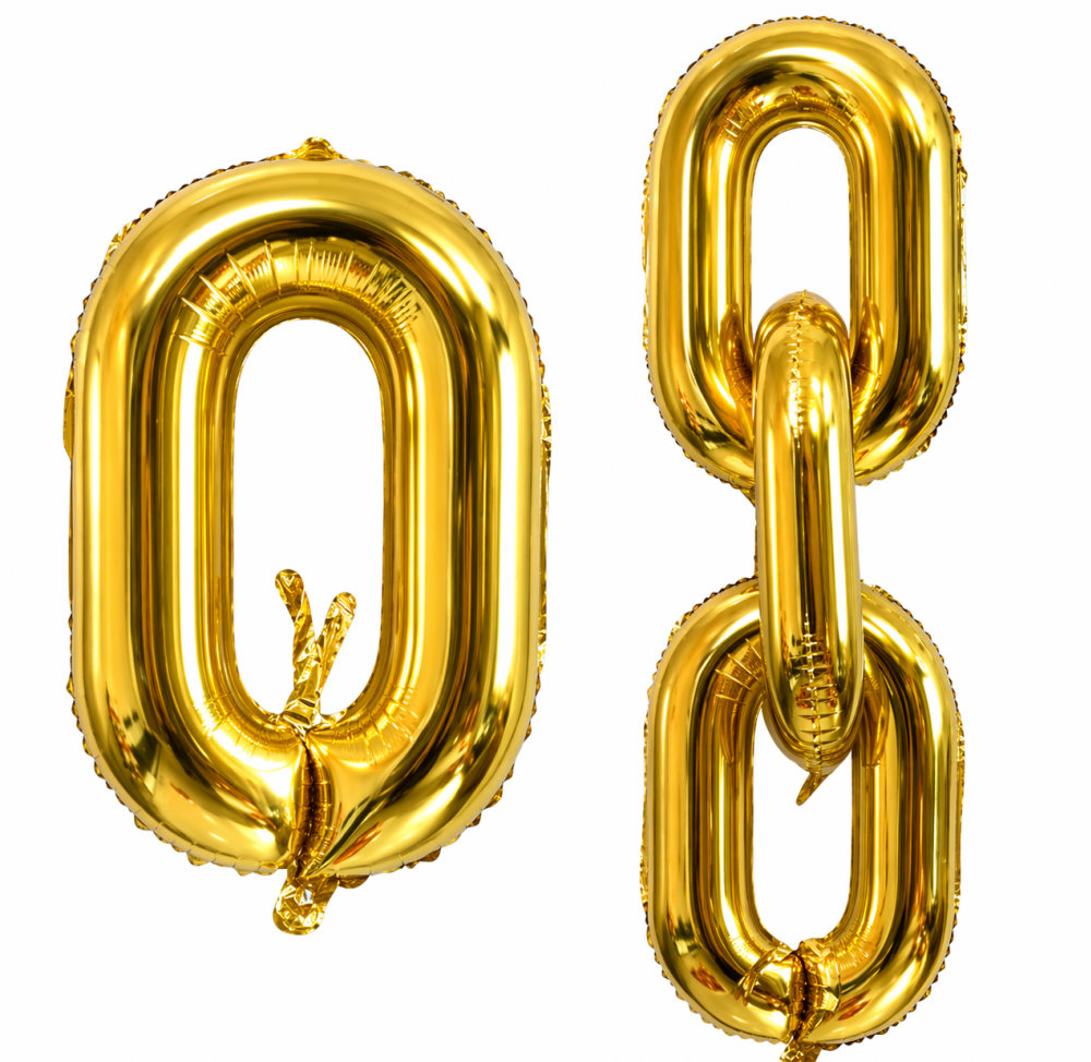 16 Inch Chain Foil Balloon Single Chain Gold (1 Piece)