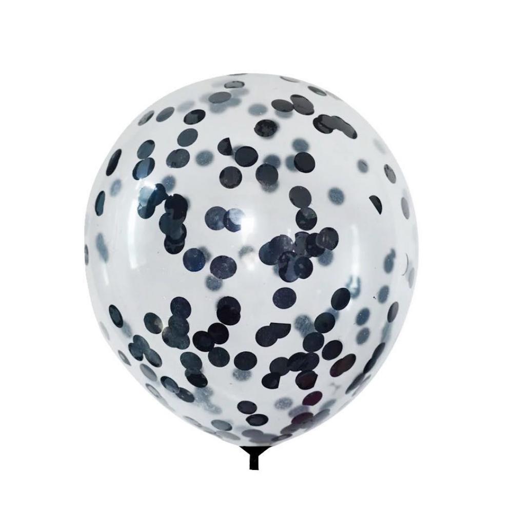 12 Inch Standard Confetti Balloon Black (1PCS)