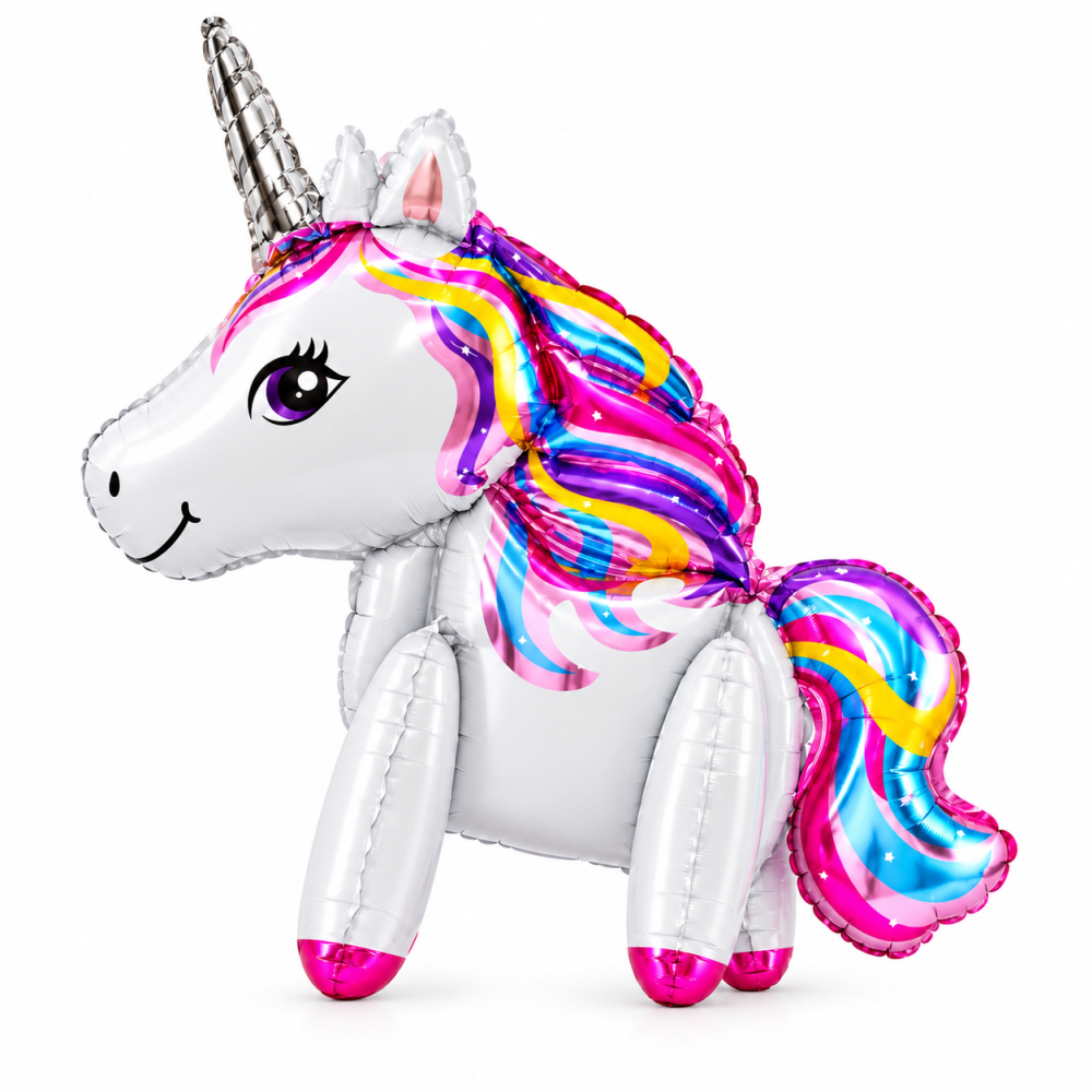 3D Foil Balloon Unicorn White
