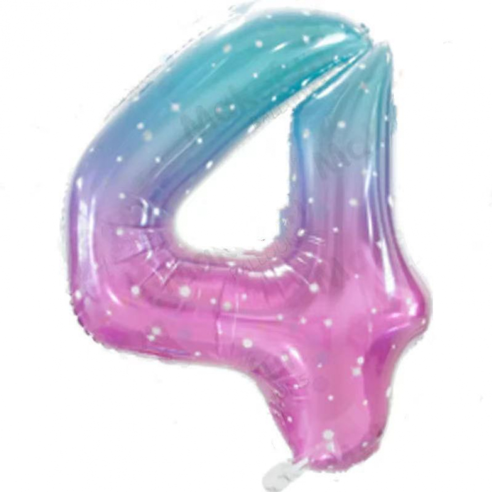 32 Inch Rainbow Foil Number Balloon 4 (1 Piece)