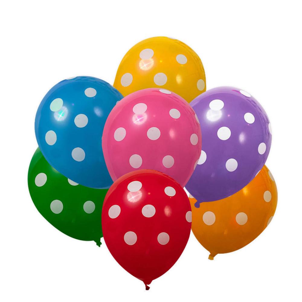 12 Inch Standard Polka Dot Balloons Mixed Color White Dot (100PCS)