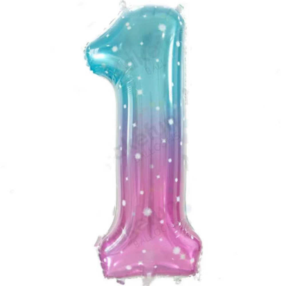 32 Inch Rainbow Foil Number Balloon 1 (1 Piece)