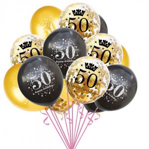 12 Inch Printed Balloon 50th Birthday Set (15PCS)