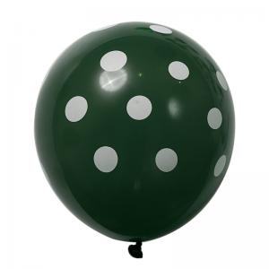 12 Inch Standard Polka Dot Balloons Forrest Green Balloon White Dot (10PCS)