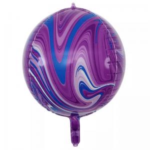 22 Inch 4D Marble Round Shape Foil Balloon Purple  (1PCS)