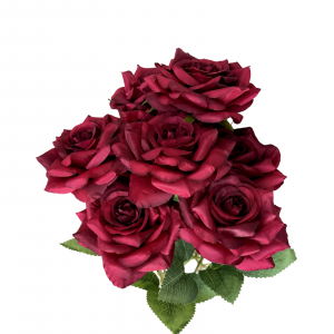 Artificial  Rose Bunch Dark Red (7 heads)