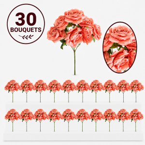Bulk Artifical Rose Bunch -Dusy Orange  (30 bunch 4.8 each bunch)