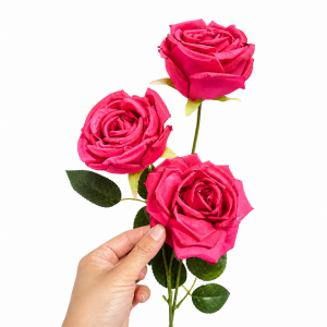 Artificial Round Rose Hot Pink