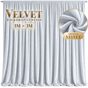 Velvet Backdrop Curtain white (3m*3m)