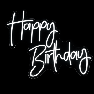 Neon Sign Happy Birthday  (80cm*66cm White)