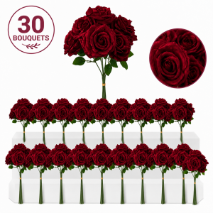 Bulk Artifical Rose Bunch -Burgundy (30 bunch 4.8 each bunch)