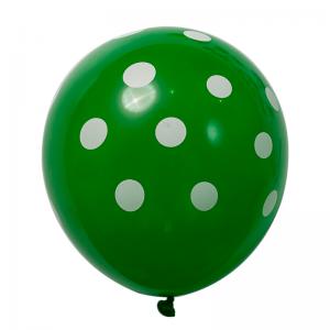 12 Inch Standard Polka Dot Balloons Green Balloon White Dot (10PCS)