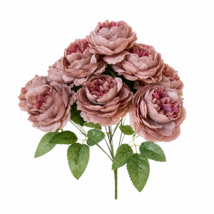 Artificial Peony Bunch Old Rose  (9 heads)