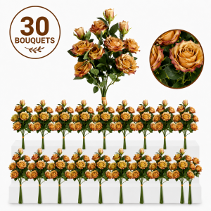 Bulk Artifical Rose Bunch -Brown (30 bunch 6.6 each bunch)