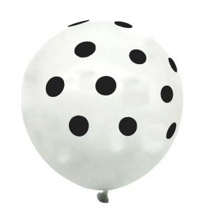 12 Inch Standard Polka Dot Balloons White Balloon Black Dot  (10PCS)