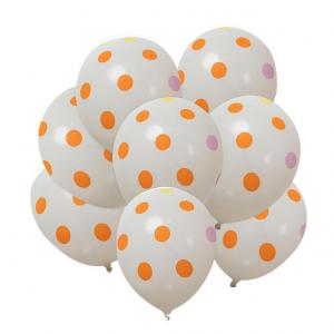 12 Inch Standard Polka Dot Balloons White Balloon Mixed Dot (100PCS)
