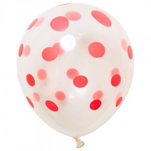 12 Inch Standard Polka Dot Balloons Clear Balloon Red Dot (10PCS)