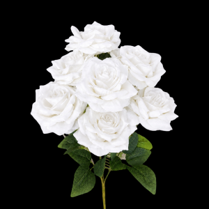 Artificial Rose Bunch Bright White(7 heads)