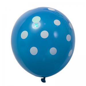 12 Inch Standard Polka Dot Balloons Sky Blue Balloon White Dot (10PCS)