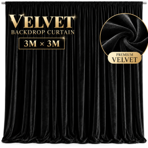 Velvet Backdrop Curtain Black (3m*3m)
