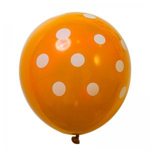 12 Inch Standard Polka Dot Balloons Orange Balloon White Dot  (10PCS)