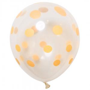 12 Inch Standard Polka Dot Balloons Clear Balloon Yellow Dot (10PCS)