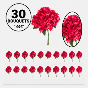 Bulk Artifical Hydrangea Bunch -Hot Pink  (30 bunch 5.5 each bunch)