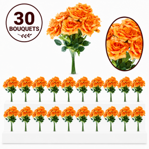 Bulk Artifical Rose Bunch -Orange  (30 bunch 4.8 each bunch)