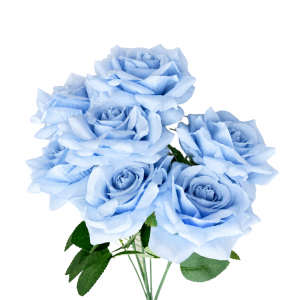 Artificial Rose Bunch Baby Blue (7 heads)