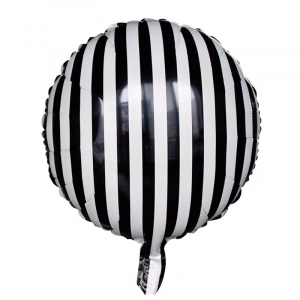 18 Inch Round Black and White Bars Foil Balloon