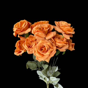 Artificial Flower Rose Bunch Orange (9 PCS)