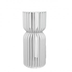 Modern Ribbed Pedestal Display Stand White PVC