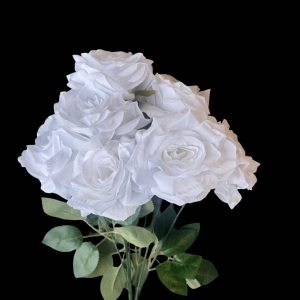 Artificial Flower Rose Bunch Bright White(7 Roses)