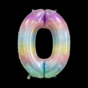 32 Inch Rainbow Foil Number Balloon 0 (1 Piece)