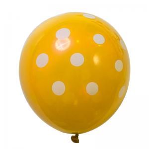 12 Inch Standard Polka Dot Balloons Yellow Balloon  White Dot (10PCS)