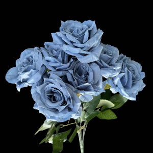 Artificial Flower Rose Bunch Dark Blue (7 Roses)