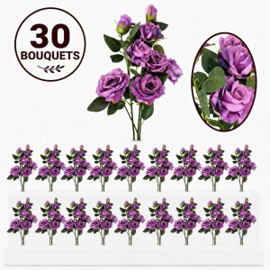 Bulk Artifical Rose Bunch -Purple (30 bunch 6.6 each bunch)